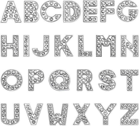 52 PCS A-Z Full Rhinestones Charms 8mm Letters for Hair ClipsSlide Alphabet,Hair Clips,Jewelry Making Charms,Crystal Letters(52 PCS Silver)