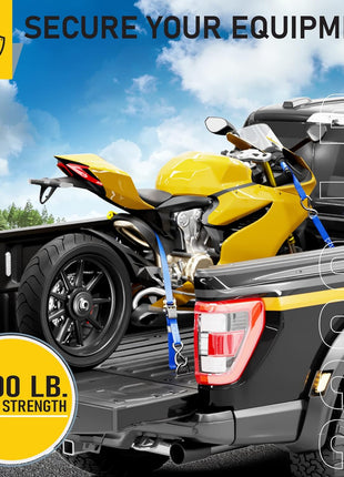 AUGO Ratchet Straps Heavy Duty 4 Pack -15 FT - 2200 LB Break Strength – with Safety Lock S Hooks - Cargo Straps for Moving, Appliances, Motorcycle – Soft Loop Tie Down Straps