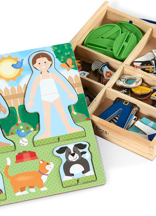 Melissa & Doug Occupations Magnetic Dress-Up Wooden Pretend Play Set (74 pcs) - Magnetic Dress-Up Dolls For Kids