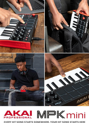 Akai Professional MPK Mini MK3 25-Key USB MIDI Keyboard Controller | Velocity-Sensitive Mini Keys, 8 MPC Pads, 8 Knobs, Software Suite Included, for Beat Makers, Music Producers and Home Studios
