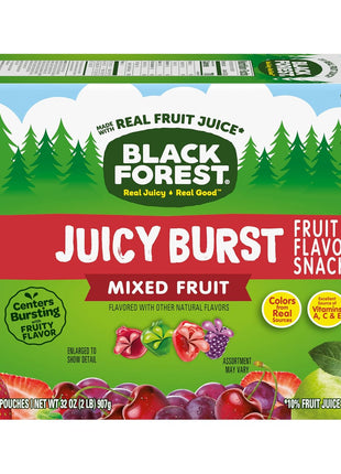 Black Forest, Juicy Burst, Fruit Flavored Snacks, Mixed Fruit Flavors, A Juicy Burst of Natural Flavors, Made with Real Fruit Juice, 0.8 oz 40 ct