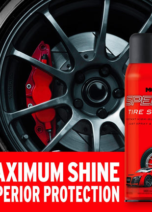 Mothers Speed Tire Shine, 15 oz. Aerosol — Long-Lasting, High-Gloss  inchJust Dressed inch Finish — No Sling, Browning or Run, Fast & Easy Application — Micro-Emulsion Resins, Premium Silicones (16915)