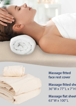 ForPro 3ct Flannel Massage Sheet Set, Natural | for Massage & Treatment Tables, Disposable Table Sheets, Spa Bed Sheets, Esthetician Table Linens, Salon & Spa Essentials
