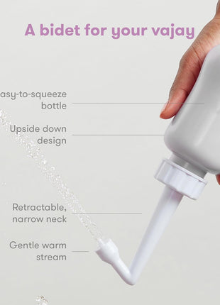 Frida Mom Upside Down Peri Bottle Sprayer, Perineal Care & Postpartum Recovery, Portable Travel Bidet & Perineal Cleanser with Travel Bag, Postpartum Essential, Gray