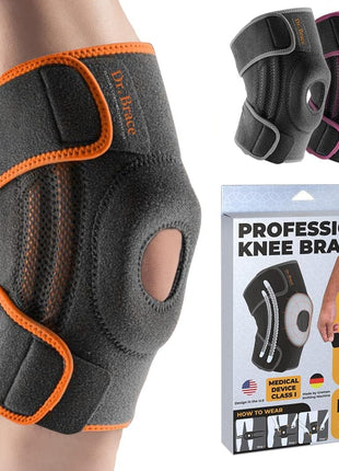 DR. BRACE ELITE Knee Brace with Side Stabilizers & Patella Gel Pads for Maximum Knee Pain Support and fast recovery for men and women-Please Check How To Size Video (Mercury, Large)