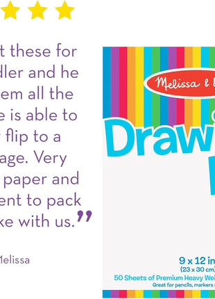 Melissa & Doug Drawing Paper, Sketch Pad, 3-Pack Bundle for Coloring, Writing or Painting (9 x 12 inches) - 50 Sheets Each, Kids Drawing Pad & Art Supplies for Kids Ages 3+ - FSC Certified