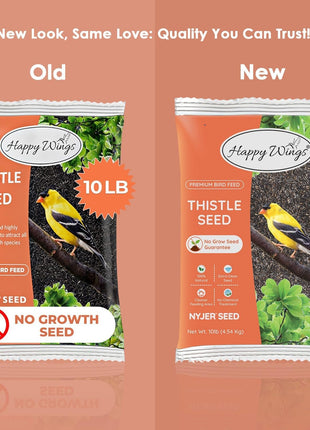 Happy Wings Nyjer/Thistle Seeds Wild Bird Food - 10 Pounds I No Grow Seed I Bird Seed for Wild Birds
