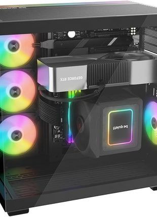 be quiet! Light Base 600 LX Black PC Case | Fully Windowed Front and Side Panel | Dual Chamber | ARGB LED Strip | 4 Light Wings LX 120mm PWM Fans | Inverted and Horizontal Layout Customizable | BGW67