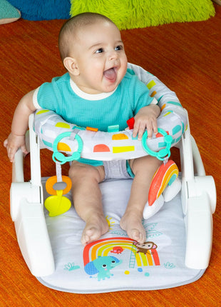 Bright Starts Learn-to-Sit Baby Floor Seat, 2-Positions Grow with Infant, Portable Baby Chair, Includes Sensory Toys, Unisex, 4-12 Months, Playful Paradise