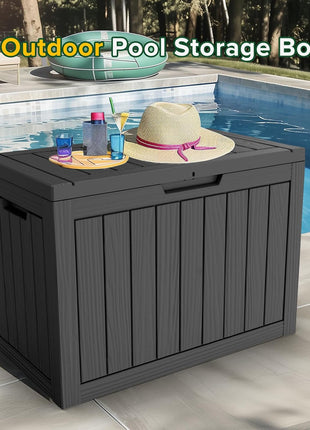45 Gallon Waterproof Deck Box, Lockable Resin Storage Box for Patio Furniture Cushions, Garden Tools & Outdoor Delivery - Black, Easy Assembly, Multipurpose Patio Seat Bench