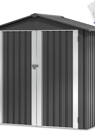 DWVO 6x4ft Outdoor Storage Shed, Weatherproof Tool Shed w/Locking Entry & Ventilation for Grass Cutter, Bike, Equipment, Courtyard, Garden (Dark Gray)