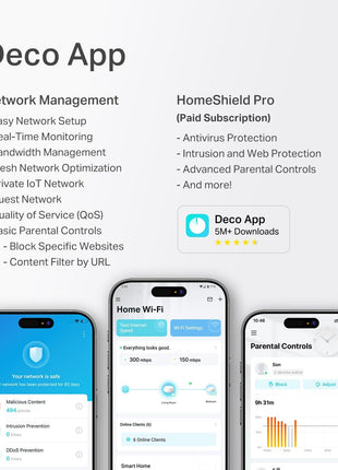 TP-Link Deco 7 BE25 Dual-Band BE5000 WiFi 7 Mesh Wi-Fi System | 4-Stream 5 Gbps, 240 Mhz | Covers up to 6,600 Sq.Ft | 2X 2.5G Ports Wired Backhaul | VPN,MLO, AI-Roaming, HomeShield, 3-Pack
