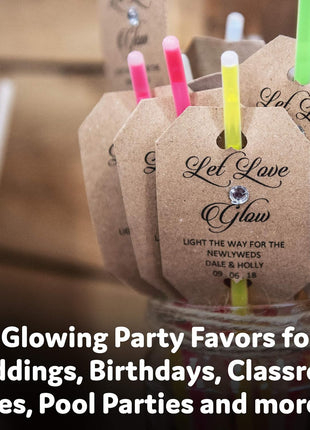 PartySticks Glow Sticks Party Supplies 100pk - 8 Inch Glow in the Dark Light Up Sticks Party Favors, Glow Party Decorations, Neon Party Glow Necklaces and Glow Bracelets with Connectors