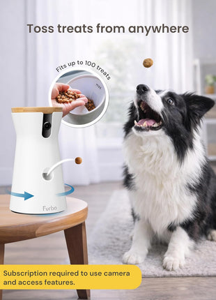 Furbo 360° Dog Camera [Subscription Required] Unlock w/Paid Plan: Home Security & Dog Safety Alerts, Rotating Pet Treat Toss, 2-Way Speaker (Low Risk, 3mo Min. Cancel Anytime)