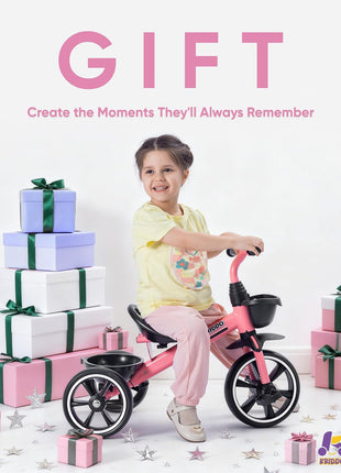 KRIDDO Toddler Tricycle for Toddlers Age 2-5, Tool-Free Trike | Tricycles for 3-5 Year Olds, Pink, Easy to Assemble, 2 Year Old Girl Birthday Gift, Outdoor Toys