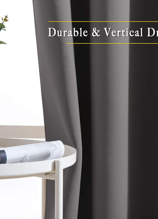 NICETOWN Gray Blackout Curtains for Bedroom 84 inches Long - Thermal Drapes Grommet Room Darkening Light Blocking Curtains Window Treatments for Living Room (2 Panels, W52 x L84, Grey)