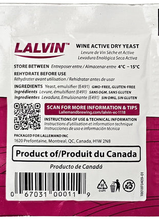 Lalvin Wine Yeast EC-1118 10pk