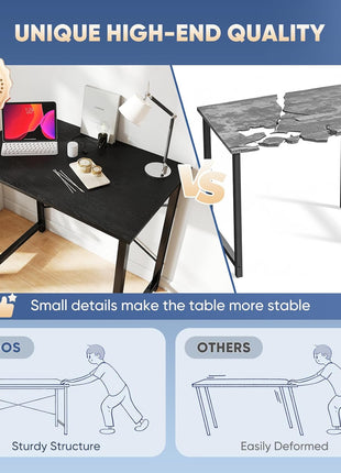 DUMOS 32 Inch Office Small Computer Desk Modern Simple Style Writing Study Work Table for Home Bedroom - Wood Black