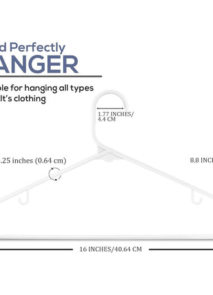 Utopia Home Plastic Hangers 20 Pack - Clothes Hanger with Hooks - Durable & Space Saving (White)