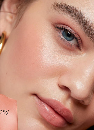Saie Cheek Flush Duo - Dew Liquid Blush (.40 oz, Rosy), SuperSuede Baked Powder Blush (.01 oz, Mia) - Layerable, Skin-Nourishing Blushes for a Seamless Radiant Finish