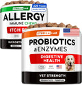 Allergy Relief + Vet Strength Dog Probiotics Dogs Bundle - Itchy Skin Treatment - Omega3 & Pumpkin +1Billion CFU + Digestive Enzymes + Prebiotics - Allergy, Diarrhea,Constipation - 300ct - Made in USA