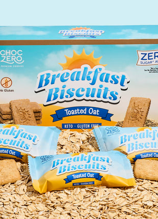 ChocZero Toasted Oat Breakfast Biscuits – No Added Sugar, Keto & Gluten Free High Fiber Snack Cookies, 30 Per Box (9 oz)