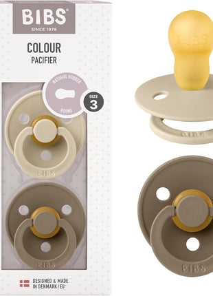 BIBS Pacifiers Colour Collection | Natural Rubber Baby Pacifier | Set of 2 BPA-Free Soothers | Made in Denmark | 0+ Months (Pack of 2) | Dusty Blue/Steel Blue