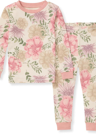 Burt's Bees Baby Baby Girls Pajamas, 2-Piece Tee and Pant PJ Set, 100% Organic Cotton, Snug Fit, Soft Sleep Pajama Outfit, Sizes 12 Months to 12 Years PJs