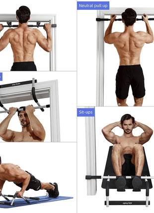 Ally Peaks Pull Up Bar for Doorway | Thickened Steel Max Limit 440 lbs Upper Body Fitness Workout Bar| Multi-Grip Strength for Doorway | Indoor Chin-Up Bar Fitness Trainer for Home Gym Portable