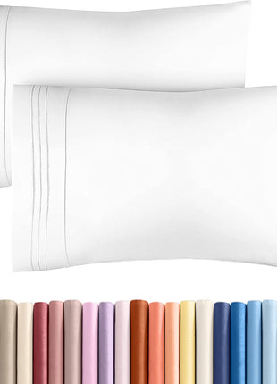 Queen Pillow Cases Set of 2 - Ultra Soft Cozy Pillowcase Covers - White | Hotel Quality, Comfortable Bedding for Women, Men, Kids & Teens, Machine Washable Pillow Protectors, 2 Piece Set, Queen Size