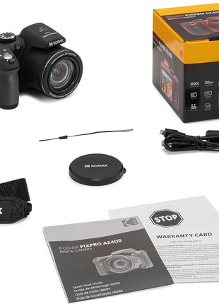 KODAK PIXPRO AZ405 20MP Digital Camera, 40x Optical Zoom, AA, OIS, Black | 1080p Full HD Video, 24mm Wide Angle Lens, 3 Inch LCD, Bridge Camera, Scene Detection, Travel and Wildlife