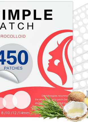 450 Pimple Patches for Face, Hydrocolloid Acne Patches for Zit Covers, Mighty Patch Acne Invisible Zit Patches for Face, 4 Sizes