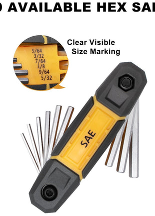MULWARK 17pcs Folding Allen Wrench Set | Metric & Standard SAE - Key Tool 2 Pack Portable Hex for Basic Home Repair and General Applications