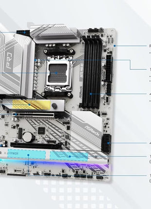 ASRock X870 Pro RS AMD Ryzen Socket AM5 ATX Motherboard DDR5 DIMMs 8000 MHz 256 GB PCIe Gen5 SATA3 6.0 Gb/s