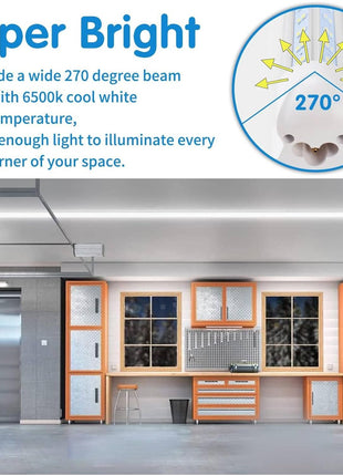 Led Shop Lights,Led Shop Lights 4FT 50W 6500K 7000LM Clear White,Shop Light 4FT 110V Linkable Integrated V-Shape for Shop Garage,Warehouse,Workbench and Workshop Commercial Bay Lighting(4-Pack)