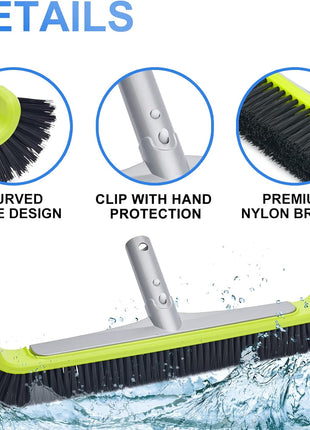 Sepetrel 17.5 inch Pool Brush Head for Cleaning Walls,Heavy Duty Inground/Above Ground Swimming Pool Scrub Brushes with Premium Strong Bristle & Reinforced Aluminium Back