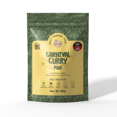 Salt Pepper Podi | Carnival Curry Podi | Exquisite Blend of Aromatic Spices | Mouthwatering Taste | Authentic South Indian Cuisine | Natural & Aromatic - Refill Pack - (3.52Oz / 100Gm)