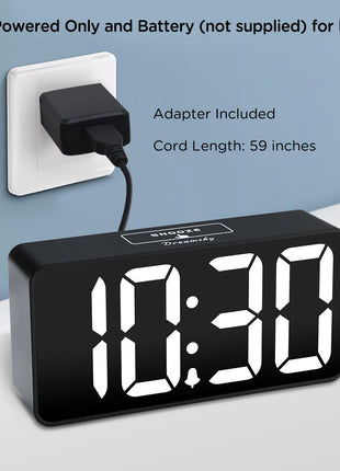 DreamSky Small Digital Alarm Clock for Bederoom, Large Big Numbers Display with Dimmer for Living Room, Electric Bedside Desk Clock with USB Charging Port, Adjustable Volume, USB C Adapter Powered
