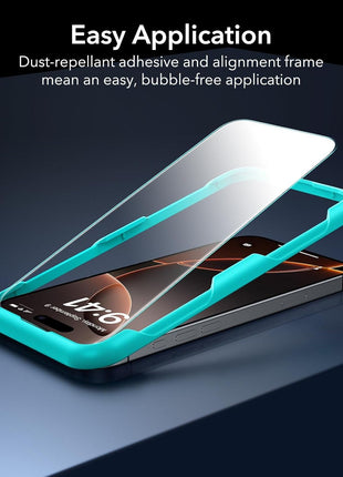 ESR 3 Pack for iPhone 16 Pro Max Screen Protector, Align Frame | Military Grade Shatterproof, 9H Tempered Glass, Scratch-Resistant, Full-Coverage Protection, Easy Installation Tool