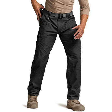 CQR Men's Tactical Pants, Water Resistant Ripstop Cargo Pants, Lightweight EDC Work Hiking Pants, Outdoor Apparel, Duratex Mag Pocket Black, 34W x 32L