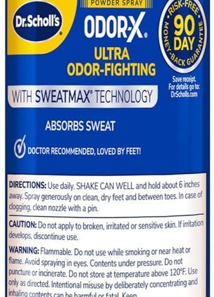 Dr. Scholl?? Odor x ODOR FIGHTING Spray Powder // All Day Odor Protection and Sweat Absorption   Packaging May Vary