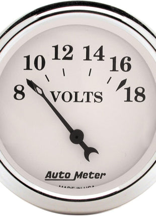 AUTO METER 1692 Old TYME White Voltmeter Gauge, 2.3125 in.