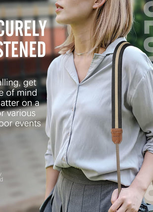 MoKo Camera Strap Compitable with Canon/Sony/Nikon/Minolta/Panasonic/DSLR | Cotton Vintage Camera Strap,Adjustable Neck Shoulder Strap,for Camcorder,Binoculars,for Adults Kids, Black + Beige