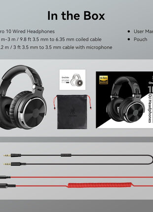 OneOdio Wired Over Ear Headphones Hi-Res Studio Monitor & Mixing DJ Stereo Headsets with 50mm Drivers and 1/4 to 3.5mm Jack for AMP Computer Recording Podcast Keyboard Guitar Laptop - Black