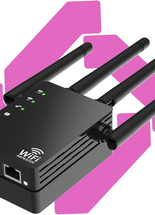 WiFi Extender Signal Booster with Ethernet Port, Dual Band 5GHz/2.4GHz, Up to 12880 Sq. Ft Coverage, WiFi Range Extender for Home and Outdoors, 1200Mbps WiFi Booster(Black)