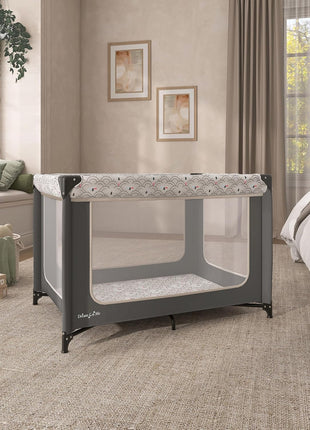 Dream On Me Zodiak Baby Playard, Breathable Mesh Sides, Soft Comfortable Mattress, Quick & Easy to Fold with Travel Carry Bag, Compact Space Saving Design - Gray