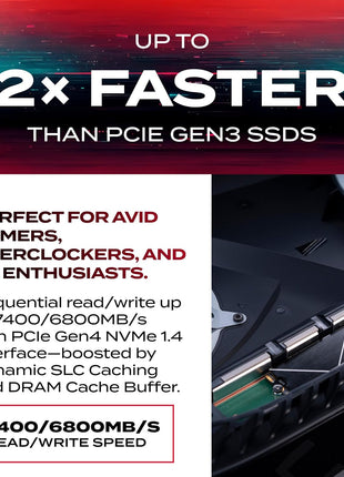 XPG GAMMIX S70 BLADE - PCIe Gen4 Solid State Drive (SSD) - Up to 7400/6800 MB/s Read/Write - Aluminum Heatsink - Gamers, Creators & PC Builders - Compatible with PS5, Laptops & PCs - AGAMMIXS70B-4T-CS