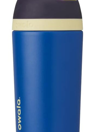 Owala Kids Flip Insulated Stainless-Steel Water Bottle with Straw and Locking Lid, 14-Ounce, Navy/Blue (Celestial Sphere)