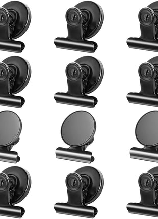 12 Pack Magnetic Clips, Fridge Magnets Refrigerator Magnets, Strong Magnetic Clips Heavy Duty, Whiteboard Magnet Clip for Office Home Classroom Organization Kitchen Accessories(Black)
