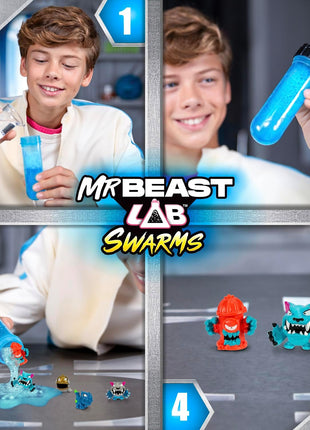 MrBeast Lab Swarms Lab Pack, Experiment By Adding Water, Shaking Test Tube & Revealing 5 PK of 1" MrBeast Collectible Characters, 100+ to Collect, Look Out for the Limited Edition Hyperchrome Panther